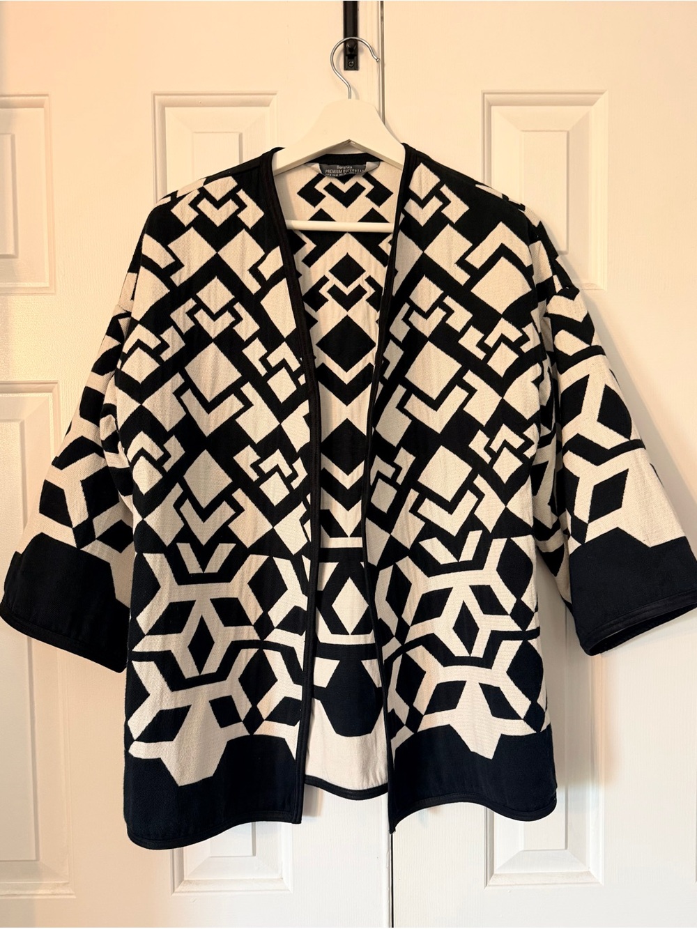 Bershka Premium Outerwear black and white open-front cardigan size M